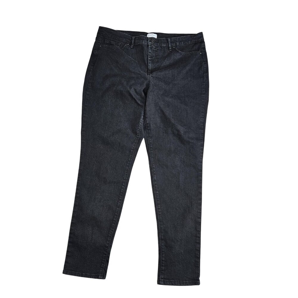 Jessica Simpson Tapered Jeans Womens 16 Gray Charcoal Wash High Rise Stretch